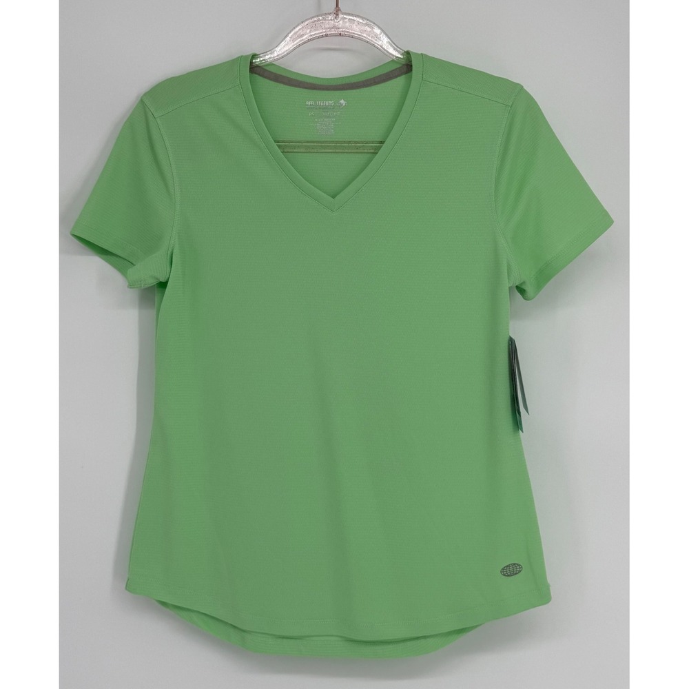 Reel Legends Freeline V-Neck Performance T-Shirt Green Ash Womens Sz PS NEW